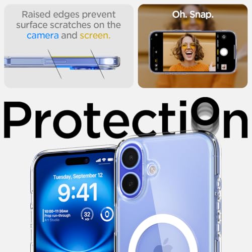 Image of Spigen Ultra Hybrid MagFit Back Cover Case Compatible with iPhone 16 (TPU + Poly Carbonate | White)