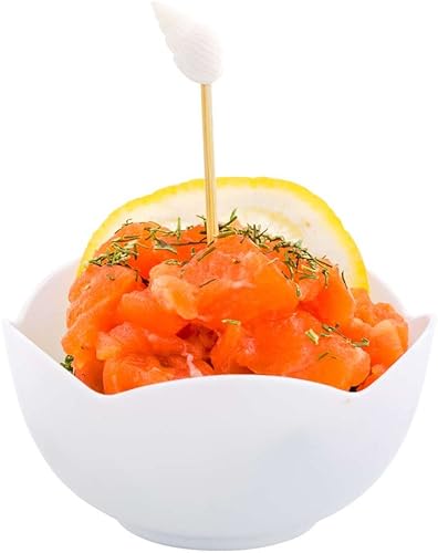 Restaurantware Vasos desechables de postre de 2 onzas, 100 mini tazas de aperitivo, forma de flor, atractivos cuencos de plástico blanco para