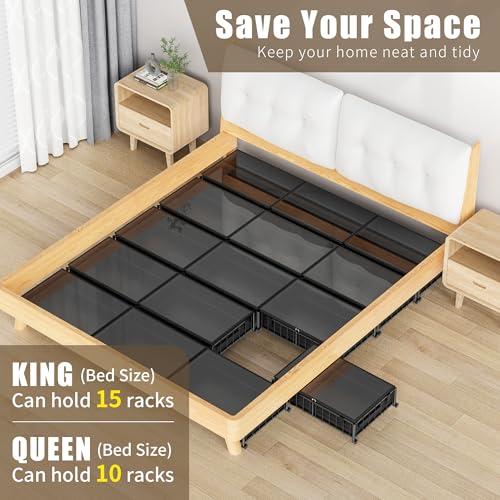 Image of Hleelomi Under Bed Storage with Wheels and Storage Bag, 360 Rolling Under Bed Metal Drawers for Clothes, Blankets, Books and Shoes,Black, 2pack
