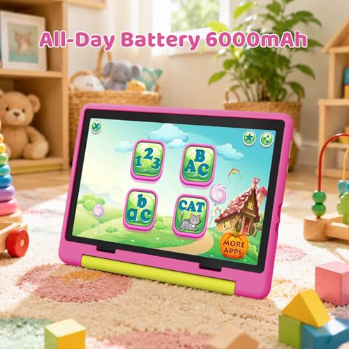 Image of Gleeso Android 16 Kids Tablet, 24GB RAM 64GB ROM Tablet for Kids Toddler Children, 6000mAh Battery, Parental Control, Kids Mode, GMS Certified, 10 Inch Kids Tablet with Case, Dual Camera, Gift, Pink