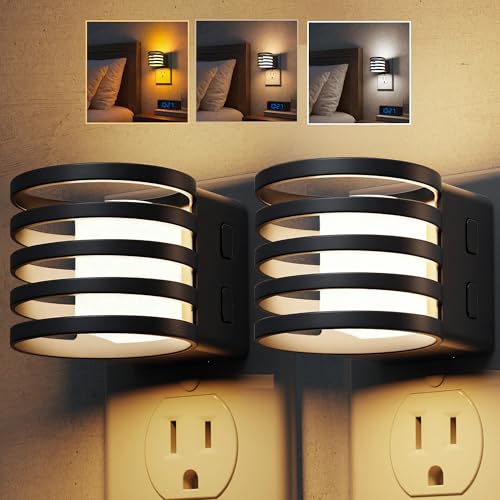 Image of L LOHAS LED Night Light, 4 Pack 3CCT Night Lights Plug into Wall, Amber /3000K /5000K Adjustable Color Temperature Night-Lights, Dimmable Nightlight with Dusk to Dawn Sensor for Bedroom Hallway Bathroom