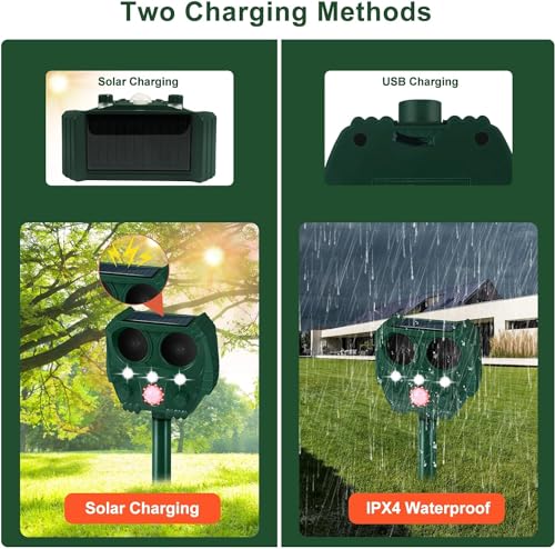 Garden Cat Repellent, Solar Cat Scarers For Gardens, Ultrasonic Animal Repellent, Waterproof Cat Deterrents With Pir Motion Sensor&5 Adjustment Modes, Fox Repellent For Farm Yard To Drive Away Animals - 3
