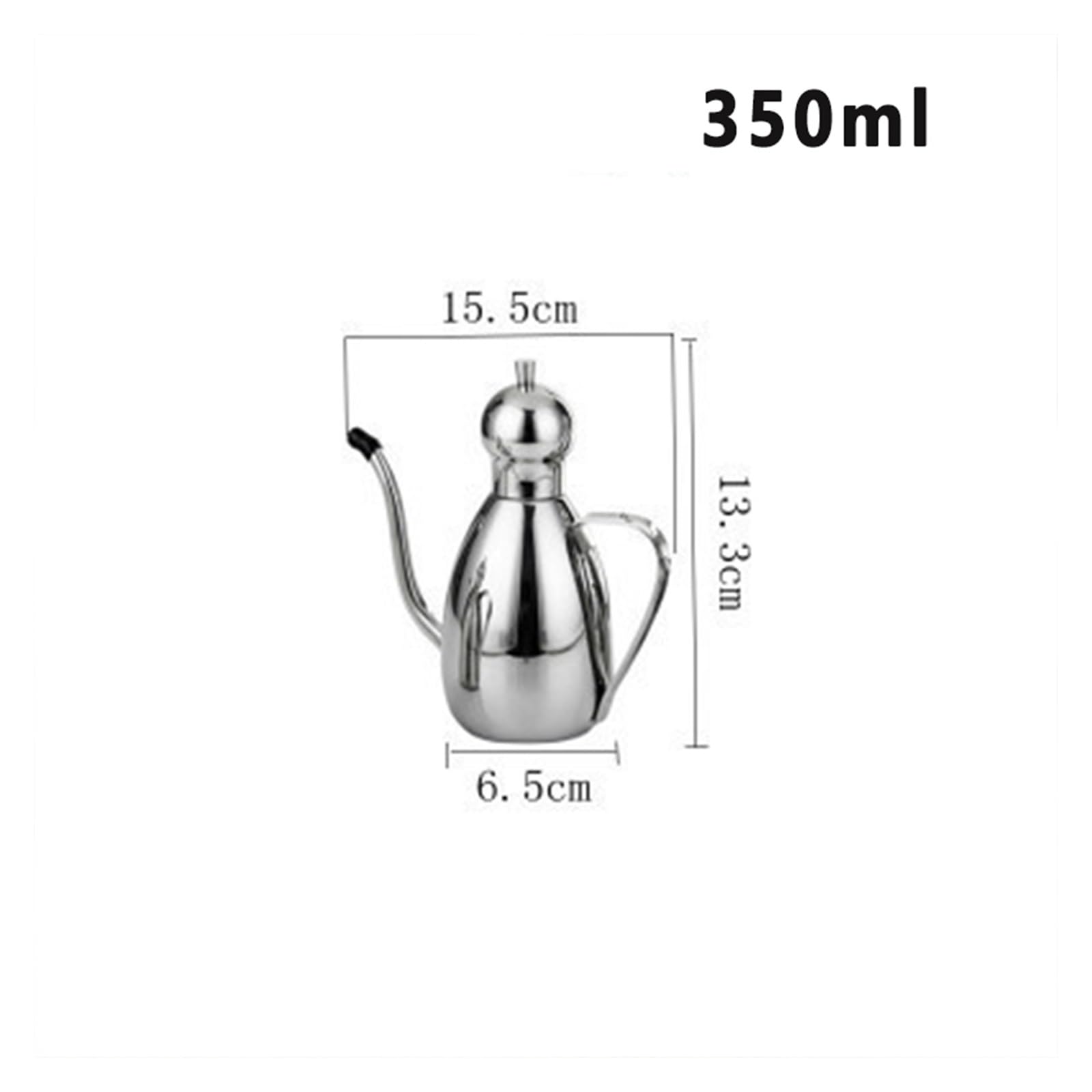 Lata de aceite tipo tambor de acero inoxidable con tapa, 350/500/1000ml | Recipiente para condimentos y salsa de soja, 65x133x155 a 100x220x205mm(Silver-350ml)