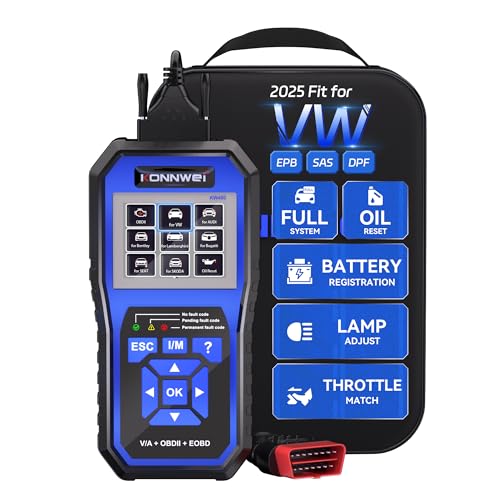 KONNWEI OBD2 Scanner Fit for VW Audi Skoda Seat, Full System OBD2 Scanner Diagnostic Tool w/Battery Registration, Code Reader with Oil/EPB Reset, BMS, Throttle Match for VAG, Full OBD2 Service