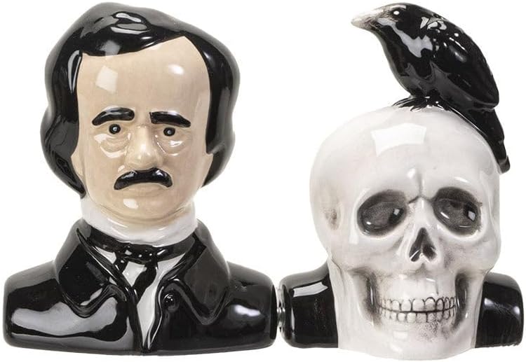 Pacific Trading Edgar Allen Poe Salt and Pepper Shaker Set 3 Inch Multicolor
