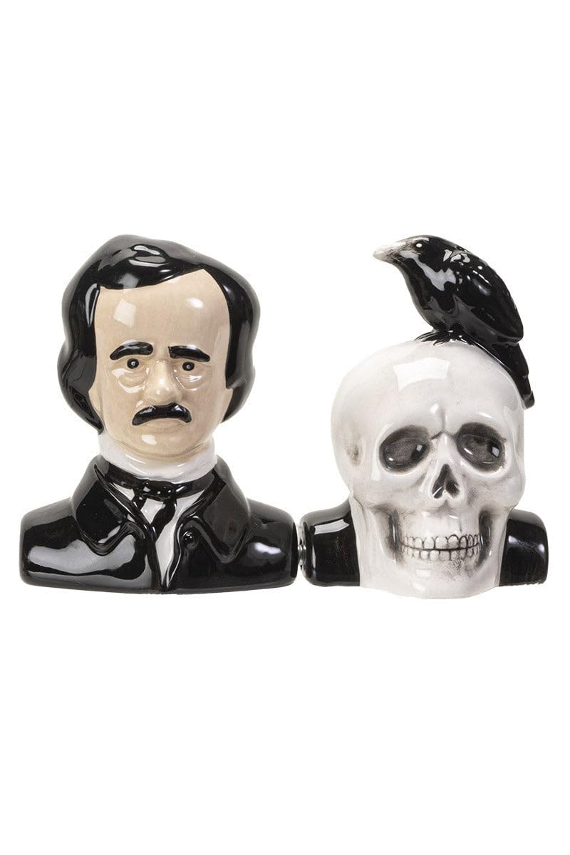 Pacific Trading Edgar Allen Poe - Juego de salero y pimentero (3 pulgadas), multicolor