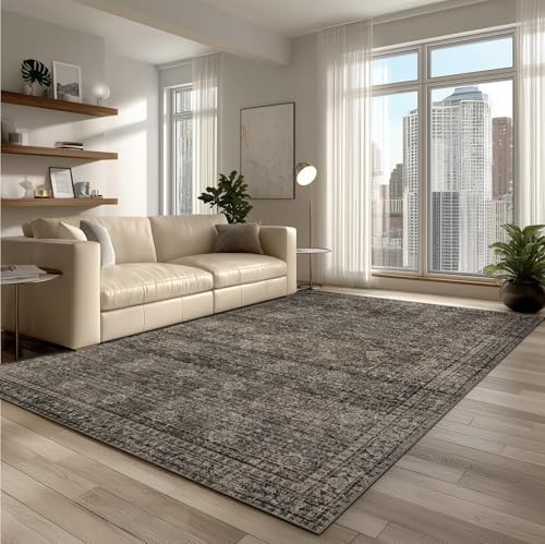 Tapete lavable 6x9 para sala y dormitorio marrón miniatura 1