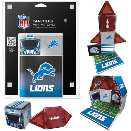 CreateOn Detroit Lions NFL Fan-Tiles Magnetic Match-Up Tiles | 17-Piece Building Set for Kids & Adults | Officially Licensed NFL Team Collectibles | Build Play & Display (All 32 Teams Available)