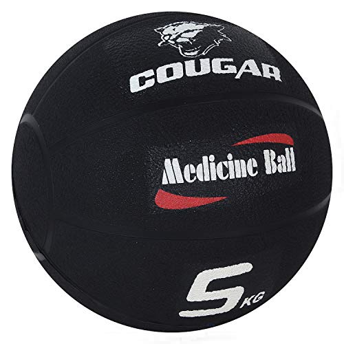 Image of COUGA High Grip Rubber Moulded Medicine Ball Without Handle for Crossfit, Exercise & Fitness, Strength & Conditioning Exercises (5 KG, Black)