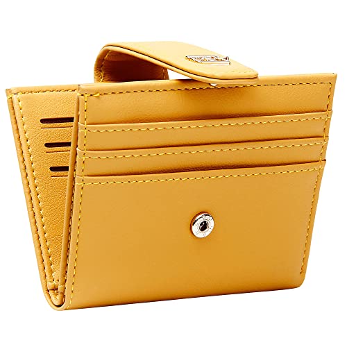 Image of Badiya Small Wallets for Women Bifold Multi Card Case Wallet Slim Credit Card Holder with Zipper Coin Purse, Yellow, one size, Minimalist