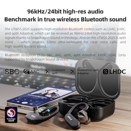 Image of FiiO UTWS5 2025 True Wireless Bluetooth Earbuds Hook & Headphone Amp for IEMs, AK4332 DAC, Hi-Res 96kHz /24bit LDAC -MMCX /0.78 2pins Connector, 10-Band PEQ, 20H Battery Life (MMCX) | Dual AK4332 Dacs, QCC5141 Bluetooth 5.2, Ldac and Aptx Adaptive, 8h per Charge, IPX4, 10-Band Peq