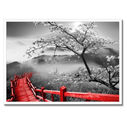 Tableau fleurs de cerisier Japon haut de gamme cadre noir 70x50 décoration