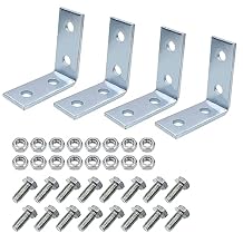CNQLIS 4 Hole 90 Degree Bracket, L Brackets Heavy Duty for 1-5/8" Strut Channel, Unistrut Hardware Including Bolts and Nuts, 3/16" Thick 4 Pcs