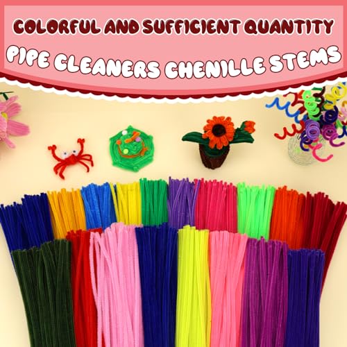 Image of Hssugi 100PCS Pipe Cleaners, Wine Red Chenille Stems Craft Supplies | Pipe Cleaners Craft Supplies, Pipe Cleaners Bulk Fuzzy Sticks for DIY Art and Craft Projects Home Decoration