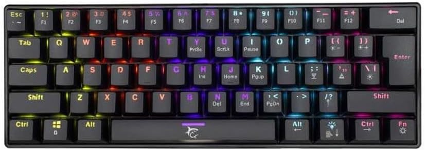 Top-down view of the White Shark Shinobi GK-2022 mechanical keyboard with RGB backlighting visible on the keys.