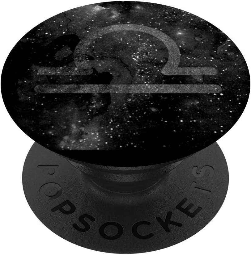 Libra Galaxy Space Stars Constellation Cosmic Black White PopSockets PopGrip for MagSafe