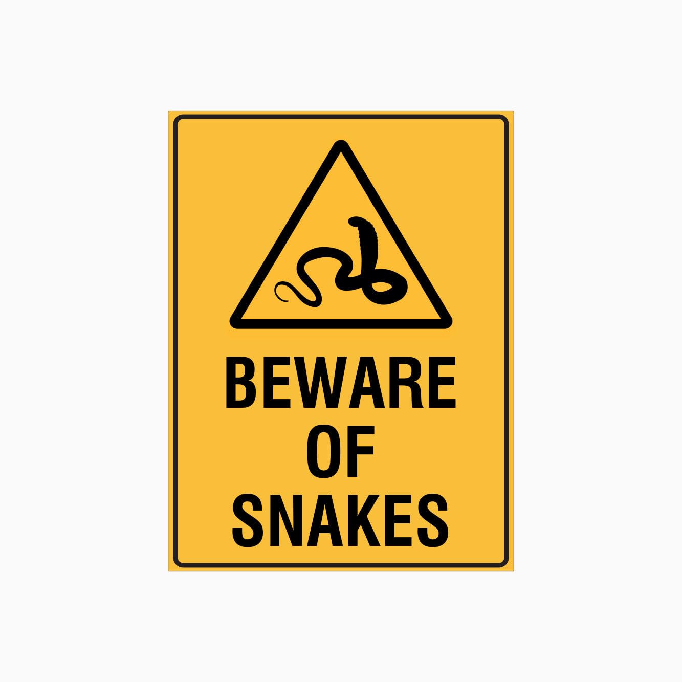 BEWARE OF SNAKES Sign, 12x8 Metal Tin Sign, wildlife hazard reminder for outdoor rural and wild areas.