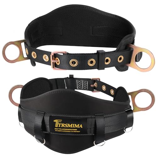 TT TRSMIMA - TRSMIMA Safety Harness Climbing Belt - Black Body Fall Protection Men Roof Tree Work Waist-Tongue Buckle Pad D-Ring