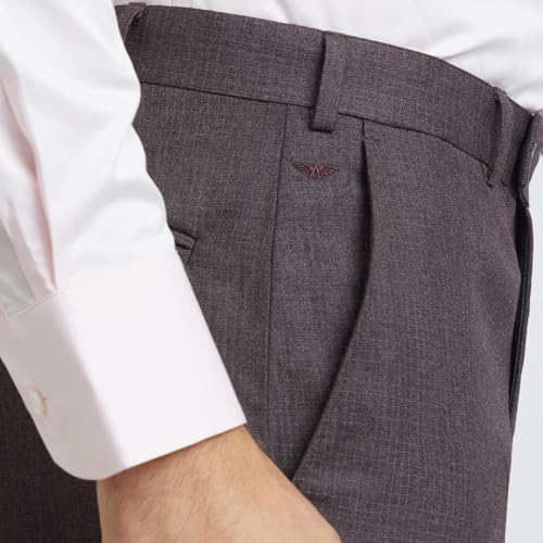 Image of Park Avenue Men's Regular Fit Mid Rise Solid Pattern Poly Viscose Blend Flat Front Formal Trouser