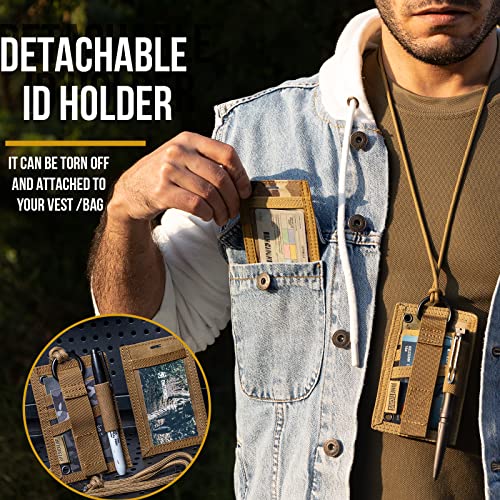 Image of OneTigris Tactical ID Card Badge Holder with Lanyard & Detachable Hook Loop