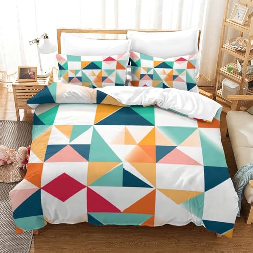 Housse de couette 3D géométrique avec fermeture éclair pratique