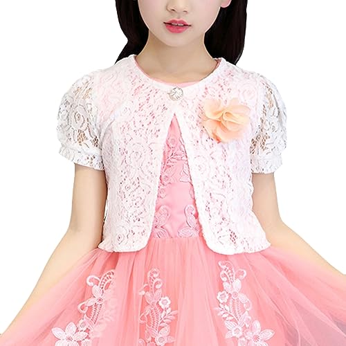 Baby Girls Short Sleeve Bolero Shrug Lace Short Cardigan Flower Girl Dress Cover up