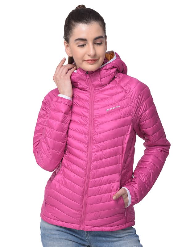 Women Nylon & Net Nylon Casual Standard Length Regular Jacket (Rose Violet)