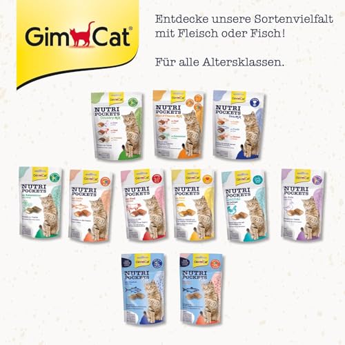 GimCat Nutri Pockets Sea Mix - Knuspriger Katzensnack mit cremiger Füllung und funktionalen Inhaltsstoffen - 1 Beutel (1 x 150 g)