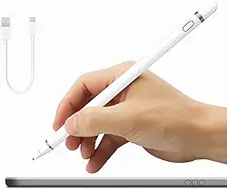 Caneta Stylus Touch Recarregável com Indicador LED, Alta Precisão, Compatível com Celulares, Tablets, iPad, Android, iOS, Notebooks, Ponta Fina, Uso Profissional e Desenho Digital