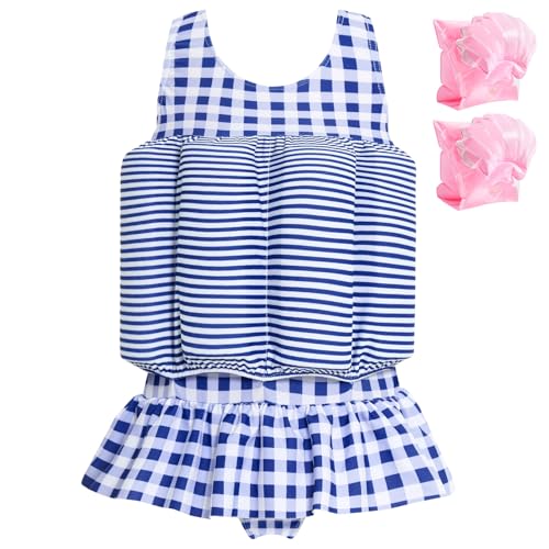 Maillot de bain flotteur bébé fille 3-4 ans bleu blanc pour piscine et mer