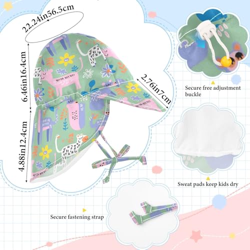 Colorful Childish Cartoon Animals Toddler Sunhat Toddler Boy Summer Hat Girl UV Protection Large Brim Traveling Swim4
