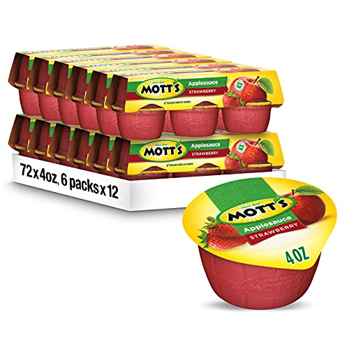 Mott's Strawberry Applesauce, 4 oz cups, 72 Count (12 Packs of 6)