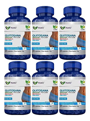 Quitosana Spirulina Psyllium Berinjela 120 Cápsulas Kit 6un