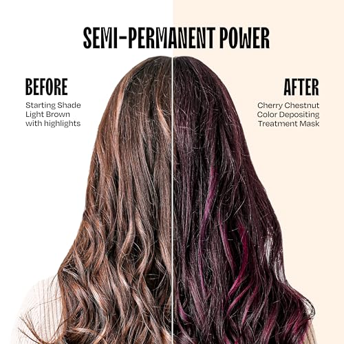 Image of Overtone Semi Permanent Hair Color Conditioner, Cherry Chestnut, 8 oz, Nourishing, Damage-Free, Color Depositing Mask for All Hair Types with Shea Butter & Coconut Oil, Vegan & Cruelty-Free