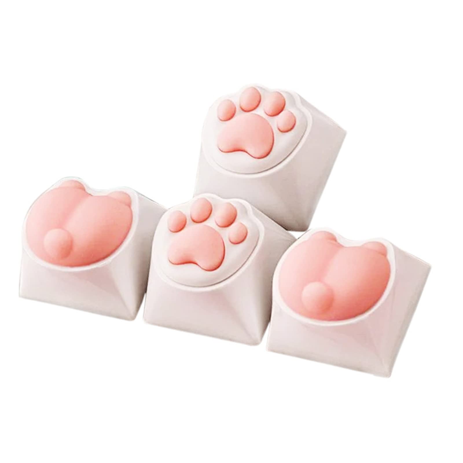 Zhouyqx As Shown 4Pieces 3D Cat Paw Keycaps Structure Keycaps Set Piece+Silicone Keys Caps Highly Customizable Cat Paw Caps