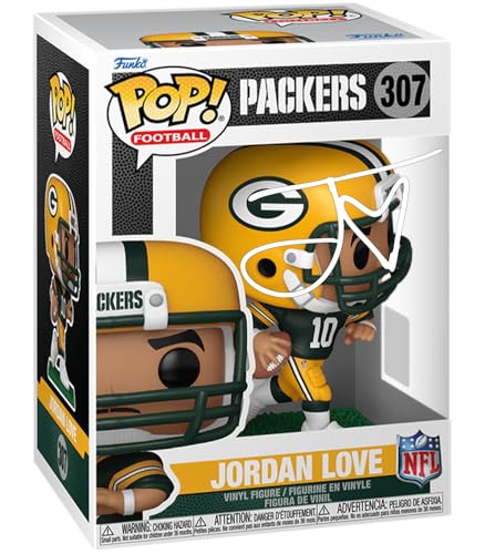 Jordan Love 307 Facsimile Signed Reprint Laser Autographed Funko POP! Football Green Bay Packers Figurine with Protector Case