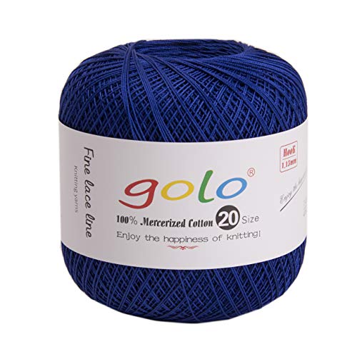 Image of golo Crochet Thread Yarns for Size 20 Sapphire Blue Cotton Yarn for Knitting 170