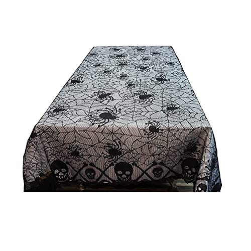 Yioneshop 2 Pack Halloween Tablecloth, 54 X 72 Inch Rectangular Polyester Lace Tablecloth, Black Spider Web Lace Table Cover For Halloween Party, Scary Movie Nights, Halloween Table Decorations #TOP6