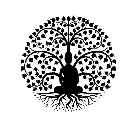Image of METSY Metal Buddha Tree Wall Art Black in Round Shape for home & office Decoration | Metal Wall Art | Wall Decor Items