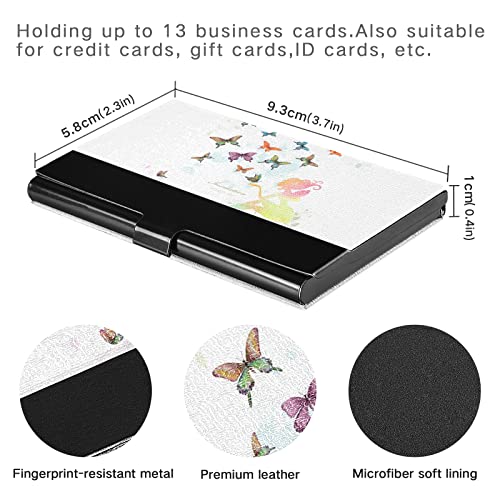 Oyihfvs Butterfly Fairy Girl With Colorful Butterflies Watercolor painting Business Card Holder Leather, Slim Credit Card Case Stainless Steel Wallet for Women and Men Unisex Business Card Holder2