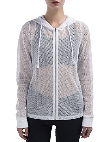 SPECIALMAGIC Sheer Jacket Women's Long Sleeve Full Mesh Hooded Hoodie with Metal Zip
