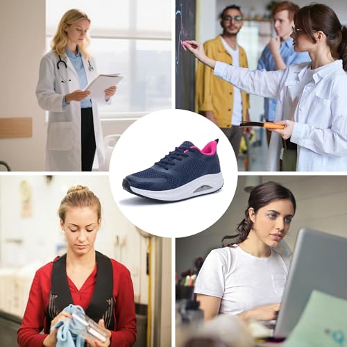 Image of SURRAY Women's Wide Width Walking Shoes - Plantar Fasciitis Arch Support Orthotic Sneakers, Comfortable Tennis Shoes for Casual Gym Workout US Size 6-11