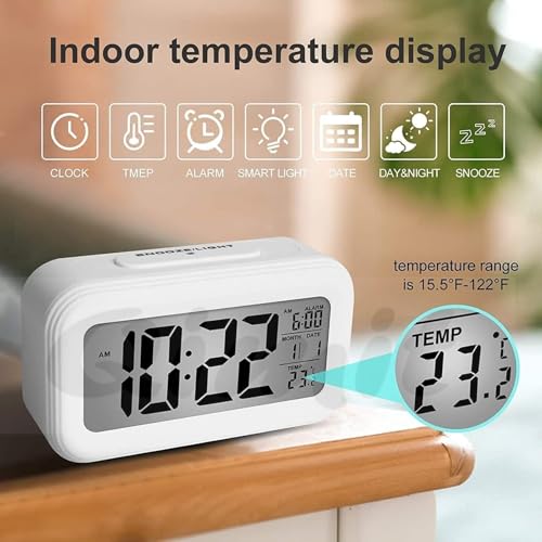 Image of REACHER Digital Alarm Clock for Heavy Sleepers, Digital Clock Table Clock for Study Table, Students, Office, Corporate | Alarm Clock for Bedroom with Loud Sound (1, White Clock)