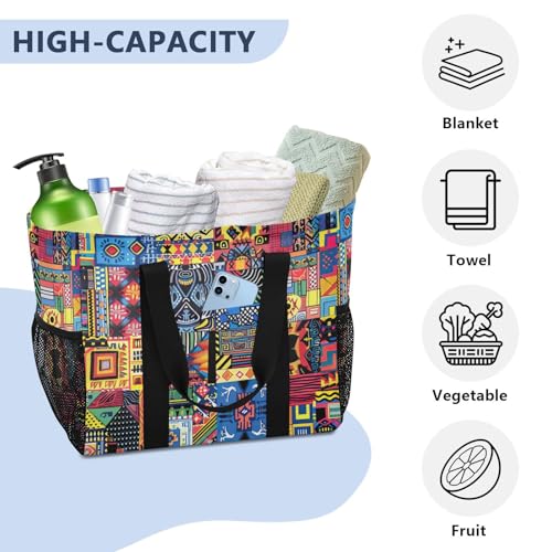 Nander Tribal Aztec Print Foldable Tote Bag Waterproof Sandproof Women Beach Bag Handbag Gym Bag Travel Shopping Bag4