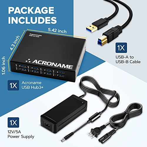 Image of Acroname - Managed USB Switch /Hub, 2 Hosts - 9 Port, Fast Charge (4A), Industrial & Scientific Grade, Programmable Compatible with Mac /Windows /Linux for Keyboard Mouse External Hard Drive