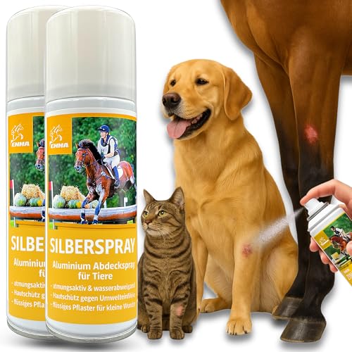 Spray argenté pour animaux I Spray de protection des plaies pour cheval, chien, vache, animal de compagnie - Spray argenté des plaies I Pansement en spray -...