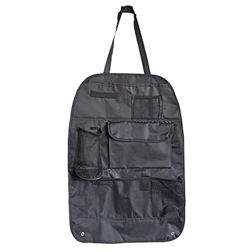 HOTKEI Universal Back Seat Car Organizer Multi-Pocket Backseat Storage Bag for Documents, Water Bottle, Tablet, Mobile Phone Accessories Holder (Black)