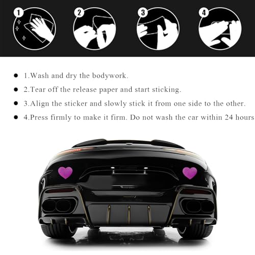 Image of 10PCS Vinyl Decal for Cars, High Intensity Reflective Sticker Night Safety Sign Bumper Decals, Waterproof Grid Vinyl Stickers Scratch Cover for Auto Window Laptop (Heart, Purple)