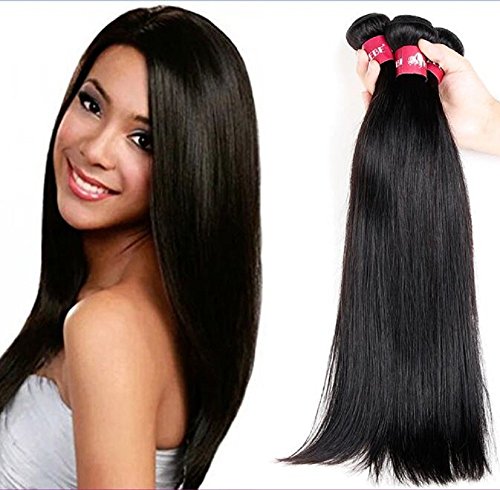HEBE Brazilian Hair Straight 10A Brazilian Straight Hair 4 Bundles 16" 18" 20" 22" 400g 100% Unprocessed Brazilian Human Hair Weave Extensions Natural Black Can be Dyed