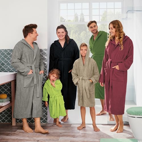 REDBEST Unisex-Bademantel, Morgenmantel, Saunamantel Frottier Chicago grün Größe M - schnell trocknend und saugstark, 100% Baumwolle